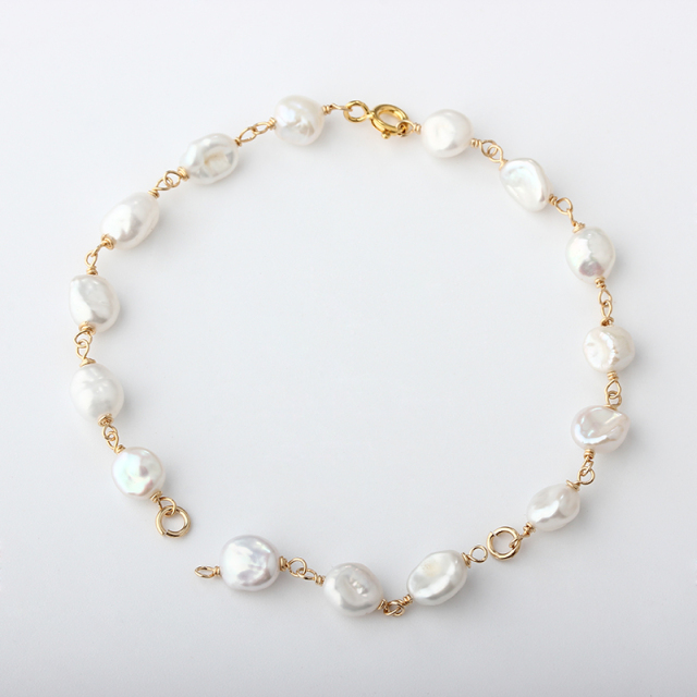 14K Gold Filled Baroque Pearl Unfinished Bracelet Component