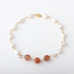 14K Gold Filled Baroque Pearl Unfinished Bracelet Component