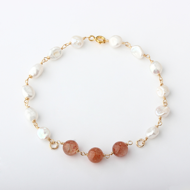 14K Gold Filled Baroque Pearl Unfinished Bracelet Component