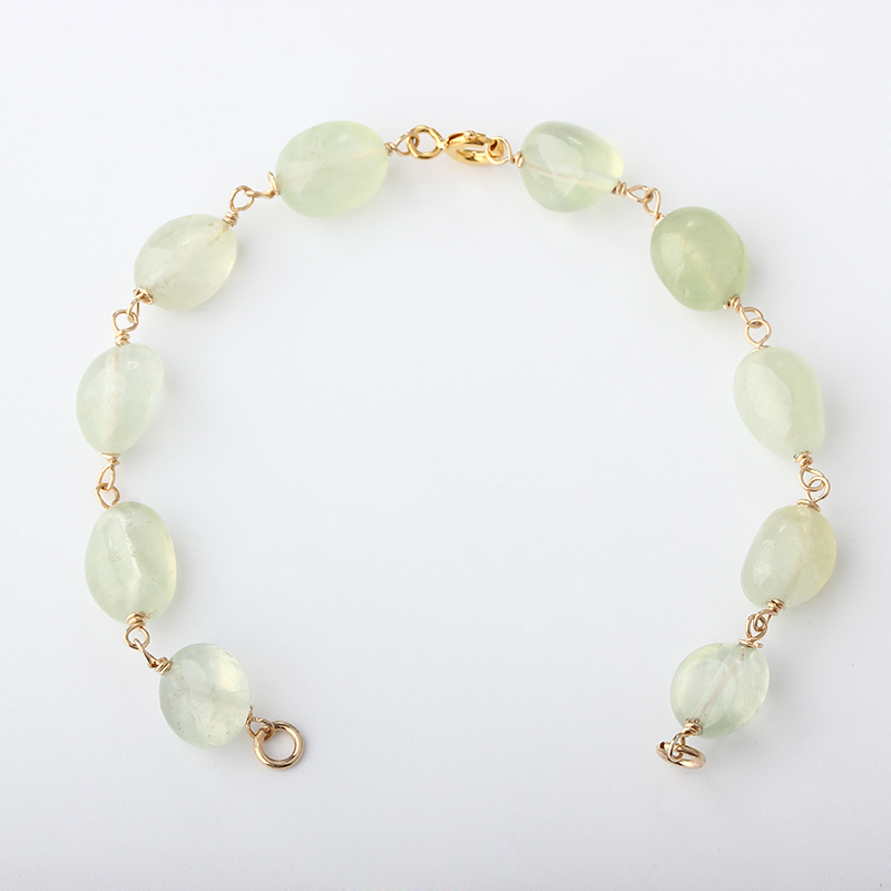 14K Gold Filled Prehnite Unfinished Bracelet Component