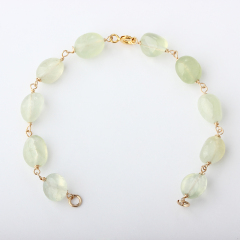 14K Gold Filled Prehnite Unfinished Bracelet Component