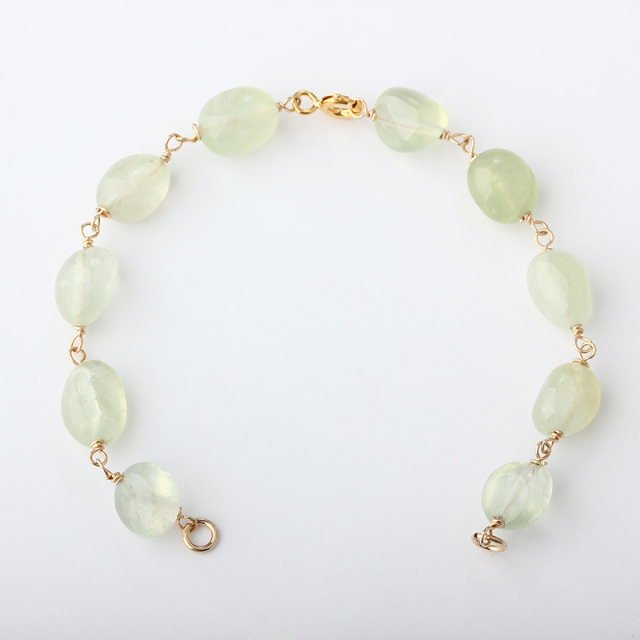 14K Gold Filled Prehnite Unfinished Bracelet Component