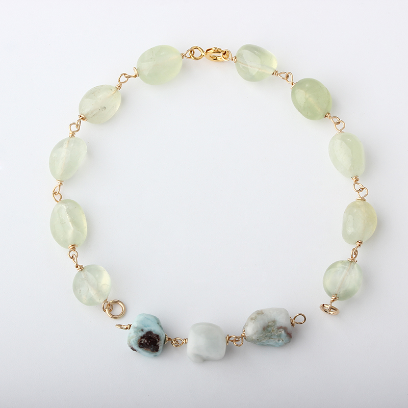 14K Gold Filled Prehnite Unfinished Bracelet Component