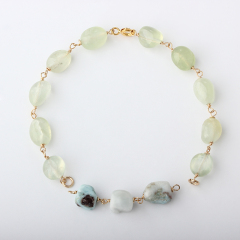14K Gold Filled Prehnite Unfinished Bracelet Component