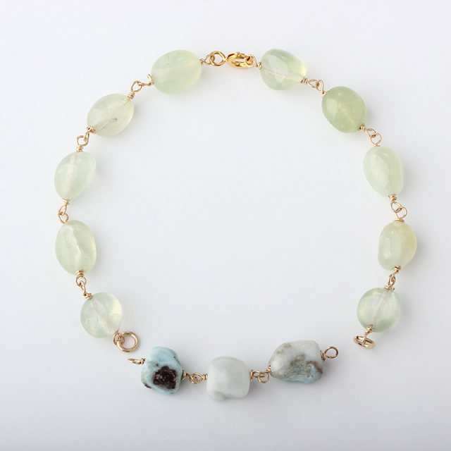 14K Gold Filled Prehnite Unfinished Bracelet Component