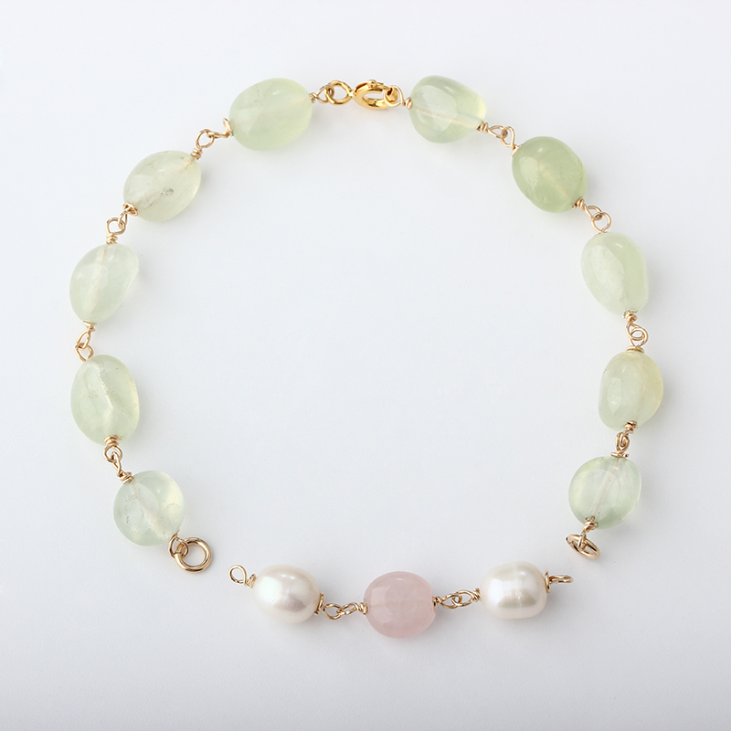 14K Gold Filled Prehnite Unfinished Bracelet Component