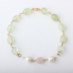 14K Gold Filled Prehnite Unfinished Bracelet Component