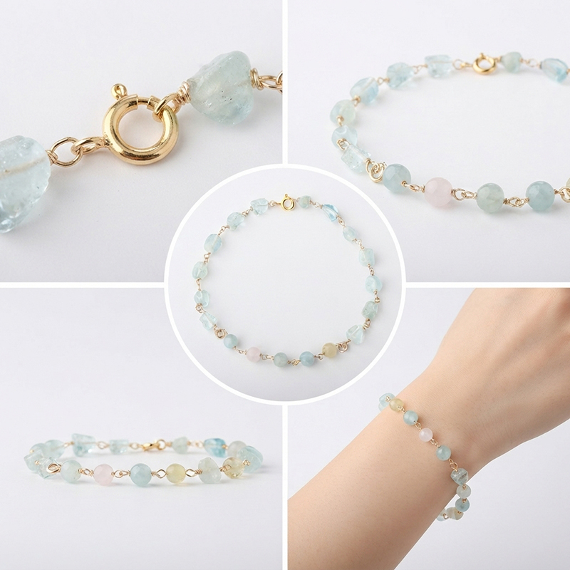 14K Gold Filled Aquamarine Unfinished Bracelet Component