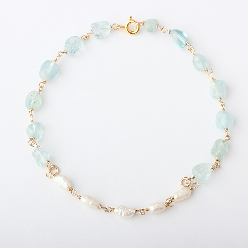14K Gold Filled Aquamarine Unfinished Bracelet Component
