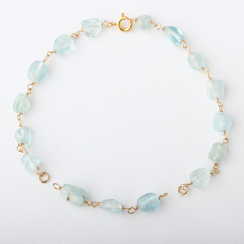 14K Gold Filled Aquamarine Unfinished Bracelet Component