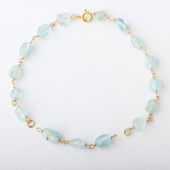 14K Gold Filled Aquamarine Unfinished Bracelet Component
