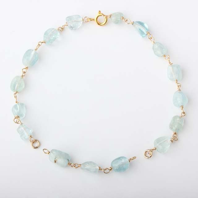 14K Gold Filled Aquamarine Unfinished Bracelet Component