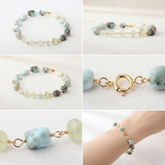 14K Gold Filled Larimar Unfinished Bracelet Component
