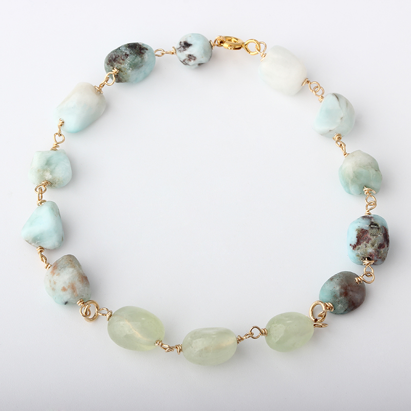 14K Gold Filled Larimar Unfinished Bracelet Component