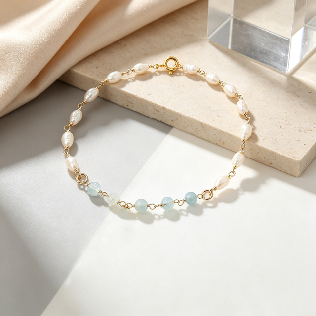 14K Gold Filled Keshi Pearl Unfinished Bracelet Component
