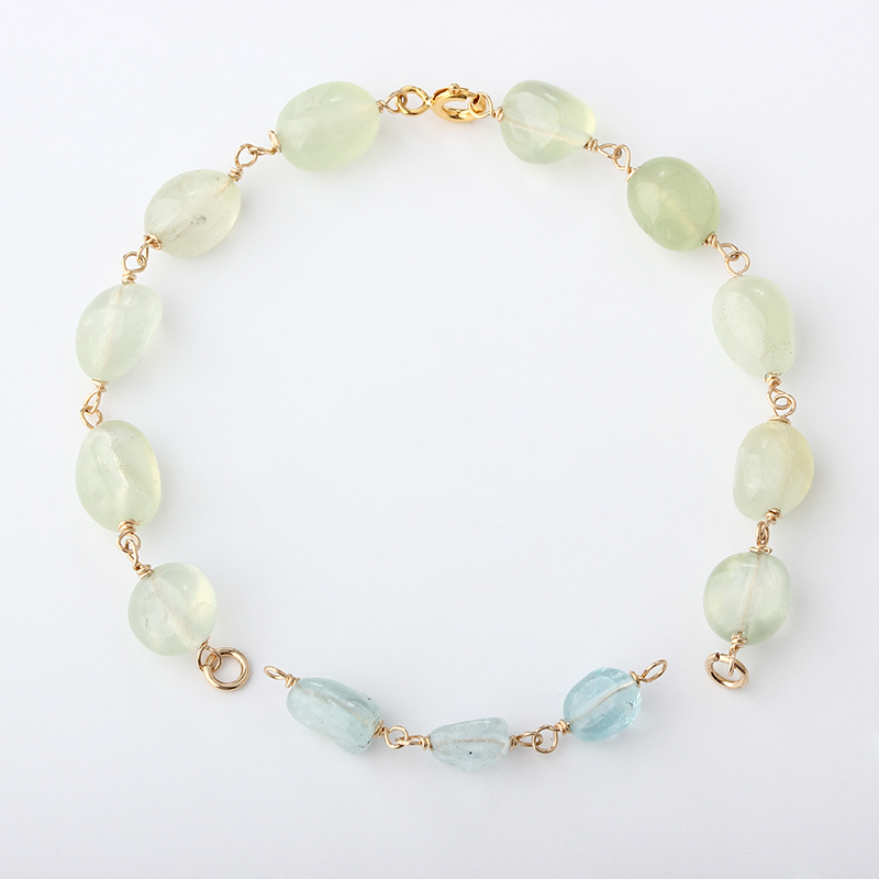 14K Gold Filled Prehnite Unfinished Bracelet Component