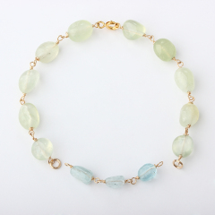 14K Gold Filled Prehnite Unfinished Bracelet Component