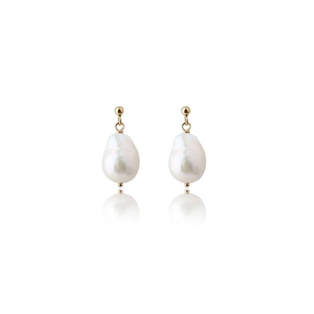 14K Gold Filled Baroque Pearl Stud Earrings