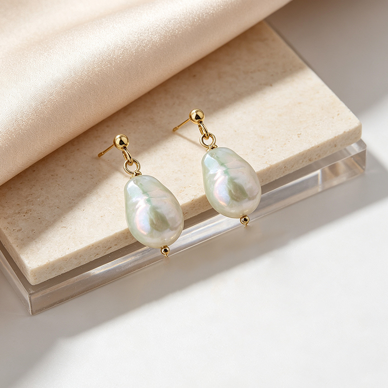 14K Gold Filled Baroque Pearl Stud Earrings