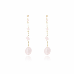 14K Gold Filled Rose Quartz Chain Drop Earrings