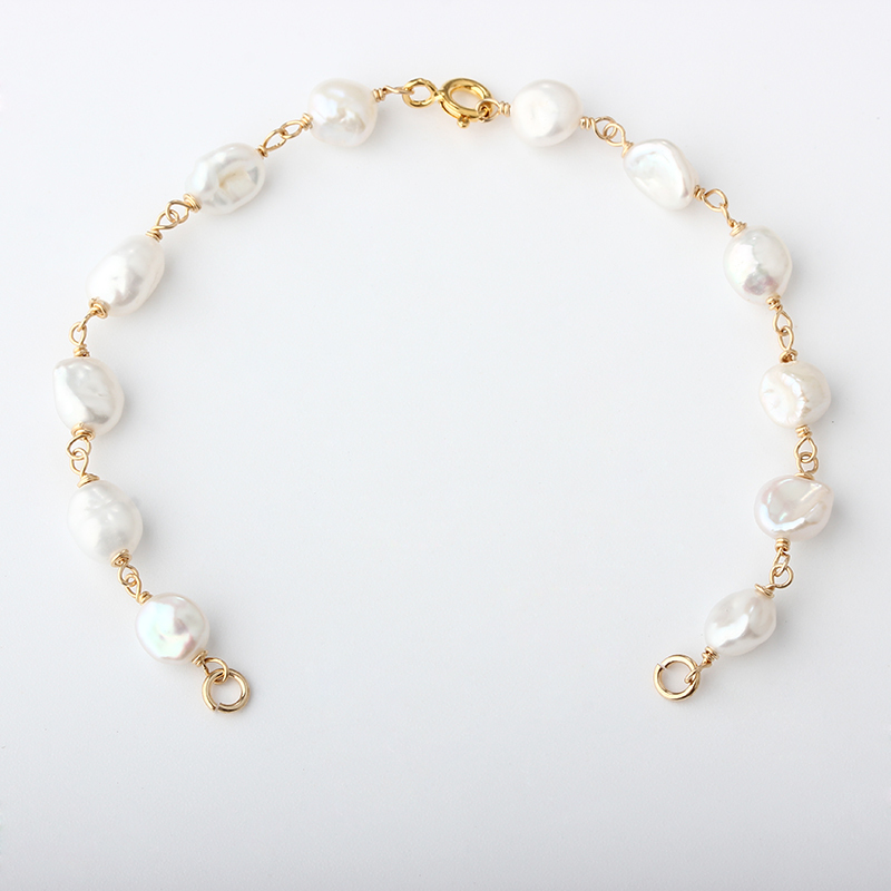 14K Gold Filled Baroque Pearl Unfinished Bracelet Component