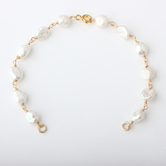 14K Gold Filled Baroque Pearl Unfinished Bracelet Component