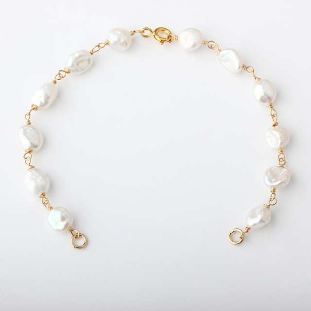 14K Gold Filled Baroque Pearl Unfinished Bracelet Component