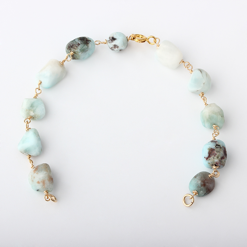 14K Gold Filled Larimar Unfinished Bracelet Component