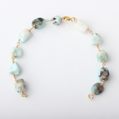14K Gold Filled Larimar Unfinished Bracelet Component