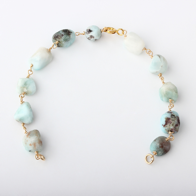 14K Gold Filled Larimar Unfinished Bracelet Component