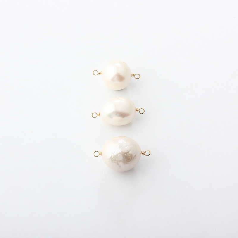 14K Gold Filled Round Pearl Permanent Jewelry Connector Links, 1pcs
