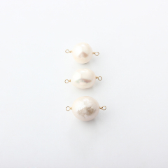 14K Gold Filled Round Pearl Permanent Jewelry Connector Links, 1pcs