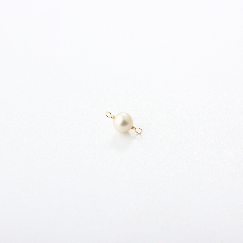 14K Gold Filled Round Pearl Permanent Jewelry Connector Links, 1pcs
