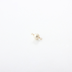 14K Gold Filled Round Pearl Permanent Jewelry Connector Links, 1pcs