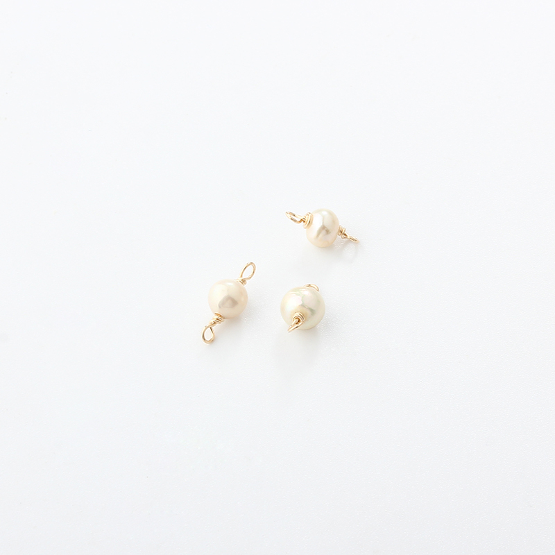 14K Gold Filled Round Pearl Permanent Jewelry Connector Links, 1pcs