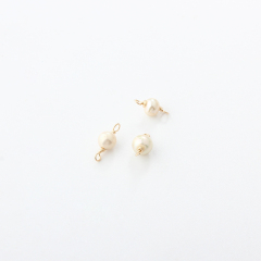14K Gold Filled Round Pearl Permanent Jewelry Connector Links, 1pcs
