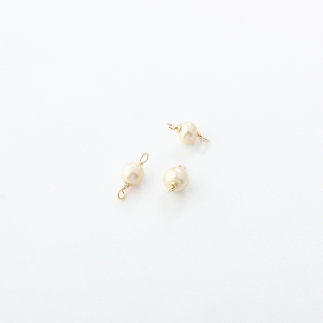14K Gold Filled Round Pearl Permanent Jewelry Connector Links, 1pcs
