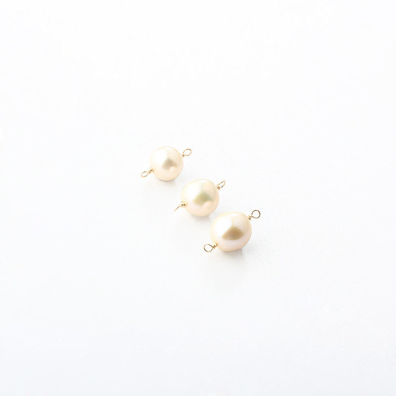 14K Gold Filled Round Pearl Permanent Jewelry Connector Links, 1pcs