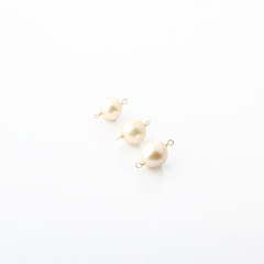 14K Gold Filled Round Pearl Permanent Jewelry Connector Links, 1pcs