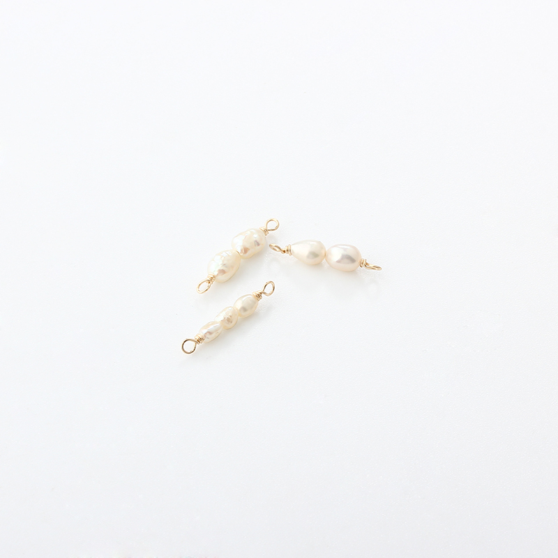14K Gold Filled Triple Pearl Permanent Jewelry Connector Links