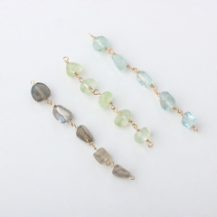 14K Gold Filled Irregular Gemstone Permanent Jewelry Connector Links, 5pcs