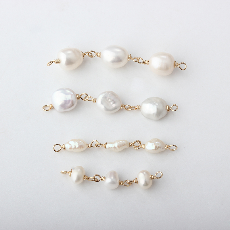14K Gold Filled Keshi Pearl Unfinished Bracelet Component, 3pcs