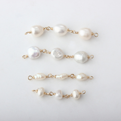 14K Gold Filled Keshi Pearl Unfinished Bracelet Component, 3pcs