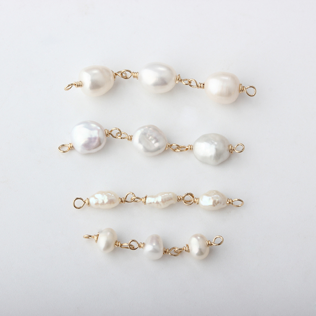 14K Gold Filled Keshi Pearl Unfinished Bracelet Component, 3pcs