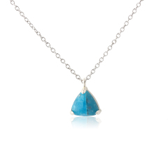 925 Sterling Silver Prong Set Trillion Cut Blue Apatite Pendant Charm