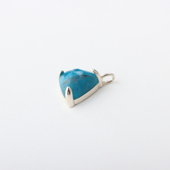 925 Sterling Silver Prong Set Trillion Cut Blue Apatite Pendant Charm