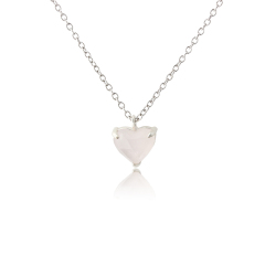 925 Sterling Silver Prong Set Heart Cut Rose Quartz Pendant Chram
