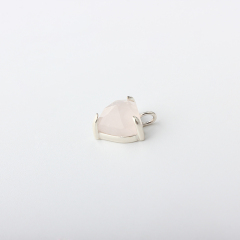 925 Sterling Silver Prong Set Heart Cut Rose Quartz Pendant Chram