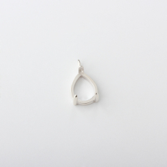 925 Sterling Silver Prong Set Pear Cut Grey Moonstone Pendant Charm