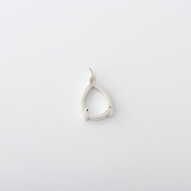 925 Sterling Silver Prong Set Pear Cut Grey Moonstone Pendant Charm